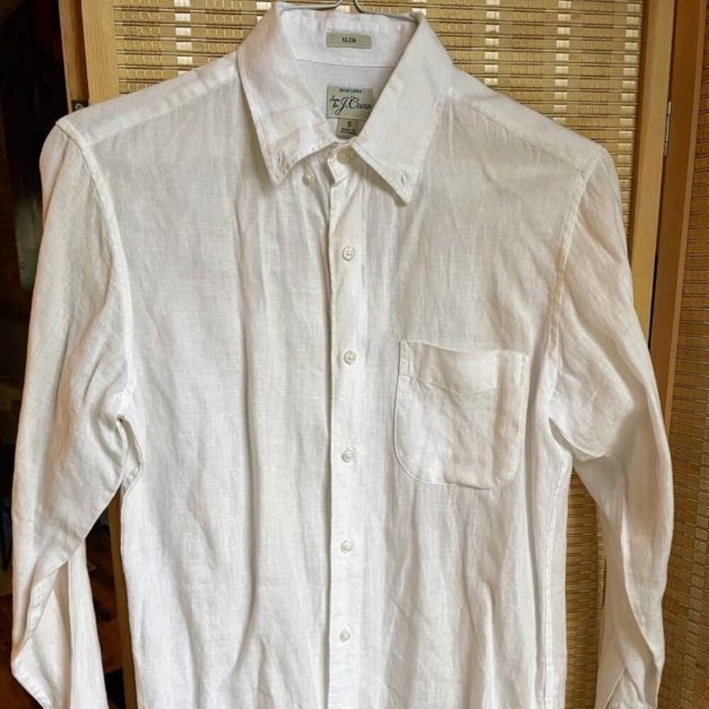 J.Crew Men’s Slim Fit Linen Shirt in White